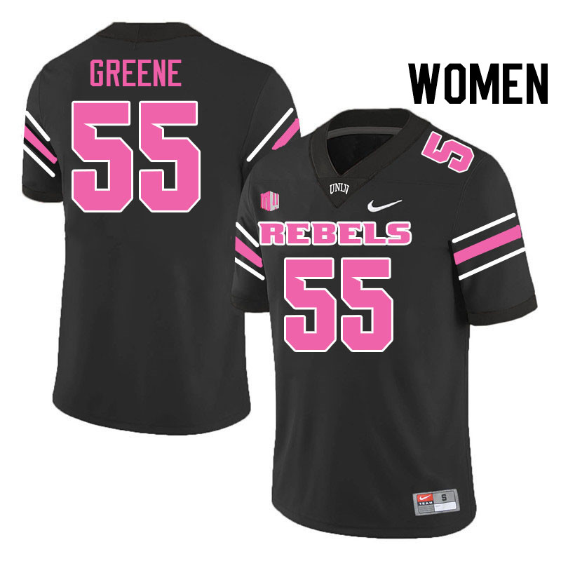 Women #55 Matthew Greene UNLV Rebels College Football Jerseys Stitched-Black